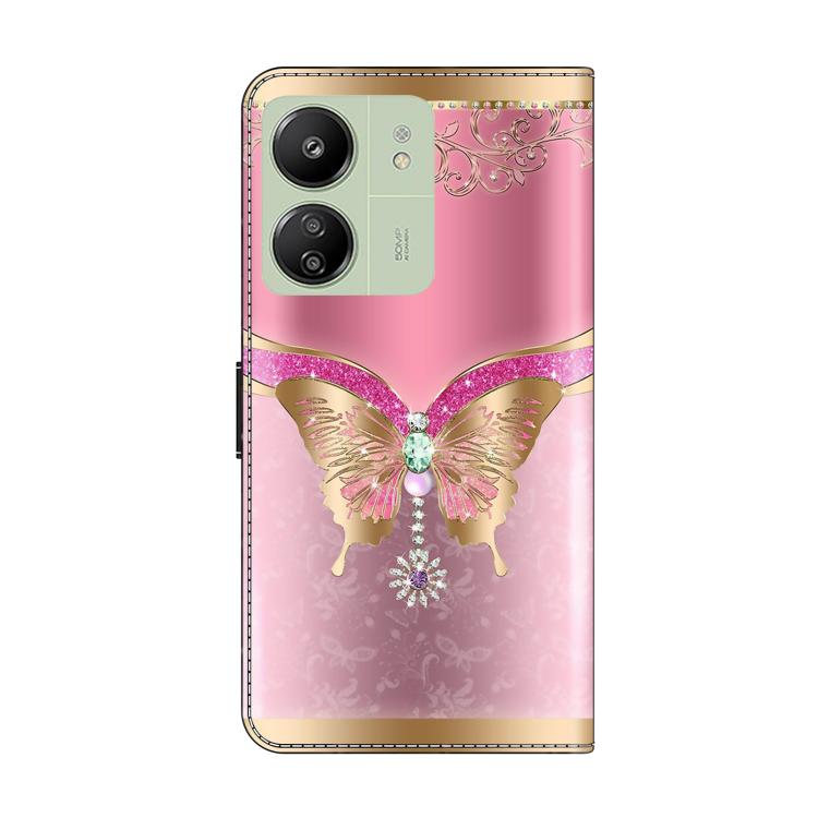 For Redmi 13C 5G / 4G Crystal-Like Painted Vegan Leather Phone Case