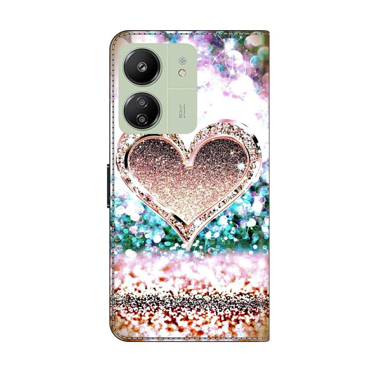 For Redmi 13C 5G / 4G Crystal-Like Painted Vegan Leather Phone Case