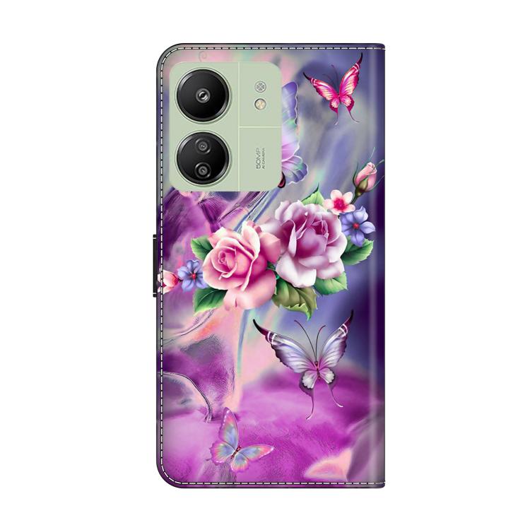 For Redmi 13C 5G / 4G Crystal-Like Painted Vegan Leather Phone Case