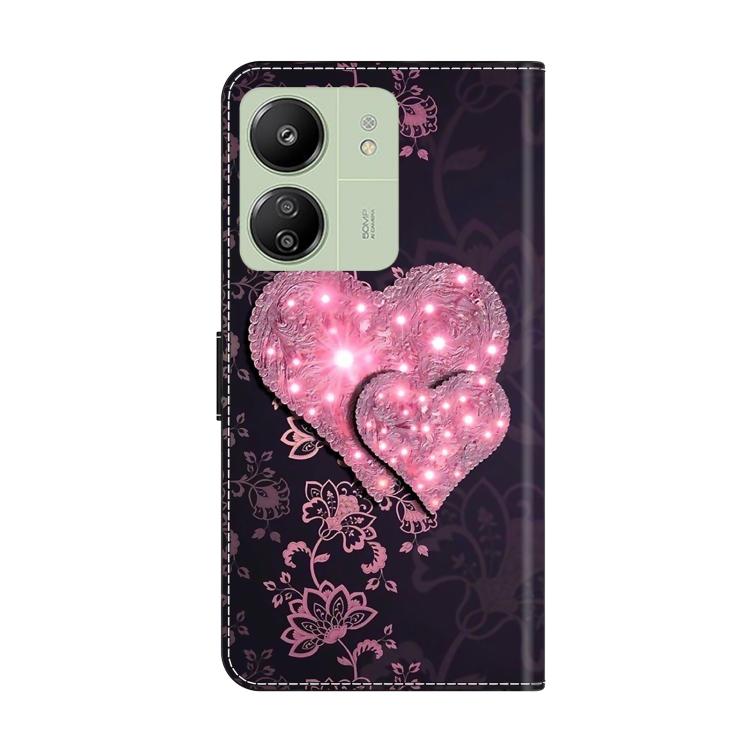 For Redmi 13C 5G / 4G Crystal-Like Painted Vegan Leather Phone Case