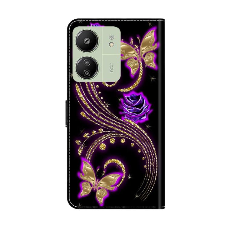 For Redmi 13C 5G / 4G Crystal-Like Painted Vegan Leather Phone Case