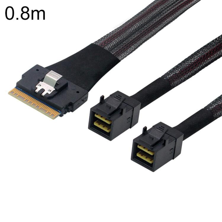 WG173 SFF-86548X to 2 x SFF-86434X High-speed SlimSAS Connection Cable, Length:0.8m