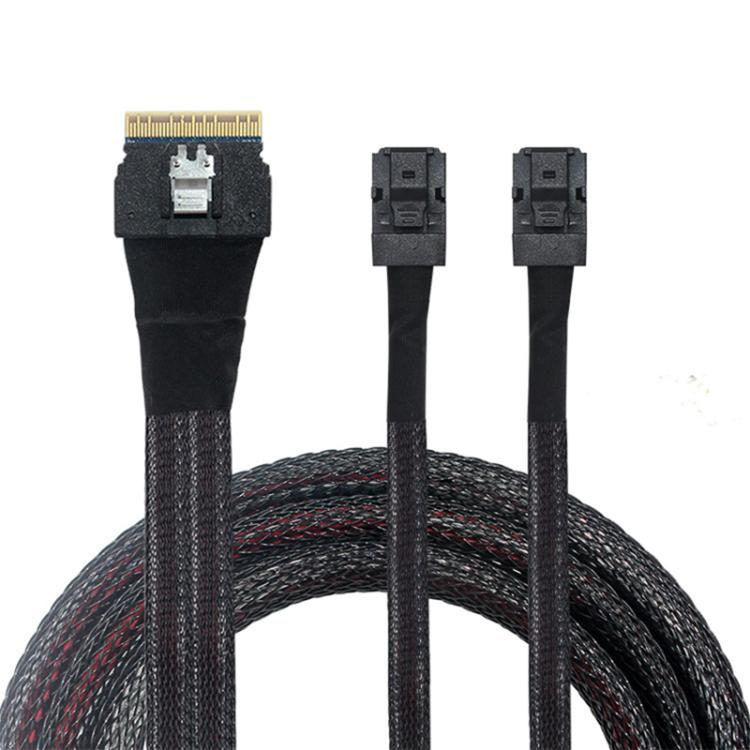 WG173 SFF-86548X to 2 x SFF-86434X High-speed SlimSAS Connection Cable, Length:0.8m