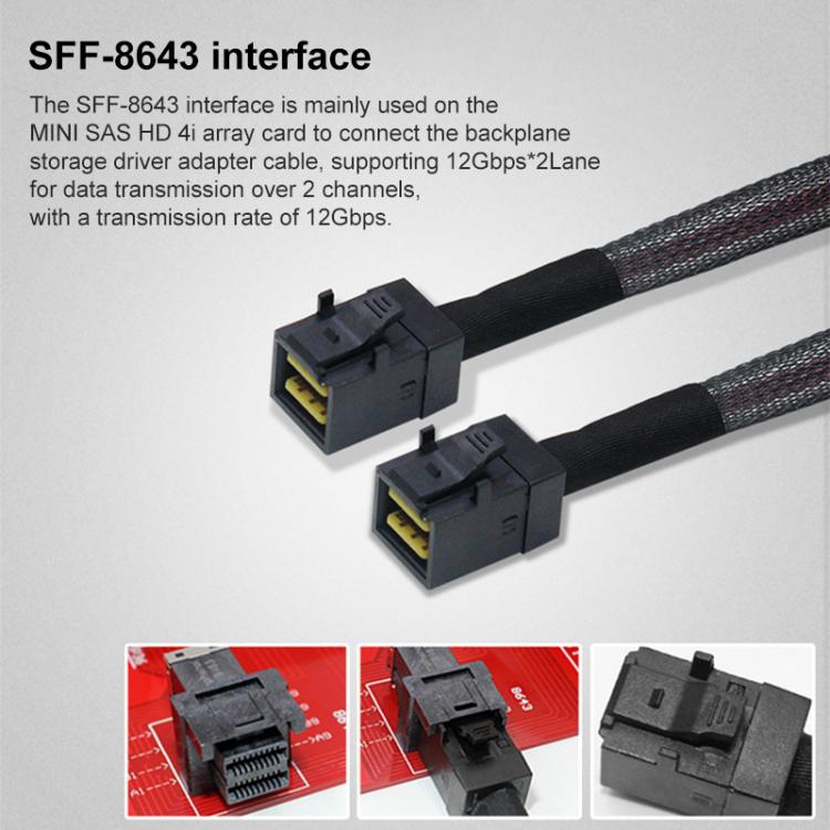 WG173 SFF-86548X to 2 x SFF-86434X High-speed SlimSAS Connection Cable, Length:0.8m