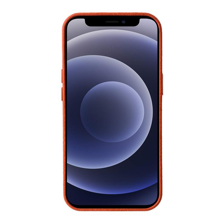 For iPhone 12 melkco Litchi Texture Genuine Leather Phone Case with Metal Lens Frame
