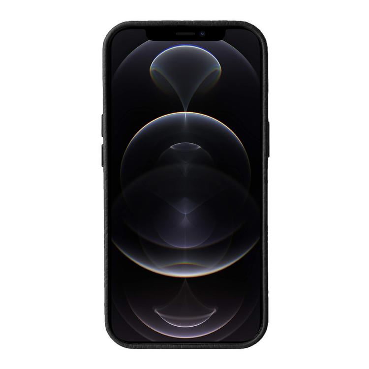 For iPhone 12 Pro melkco Litchi Texture Genuine Leather Phone Case with Metal Lens Frame