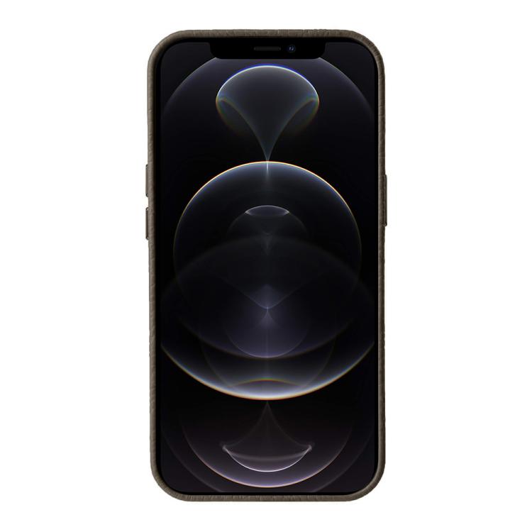 For iPhone 12 Pro melkco Litchi Texture Genuine Leather Phone Case with Metal Lens Frame