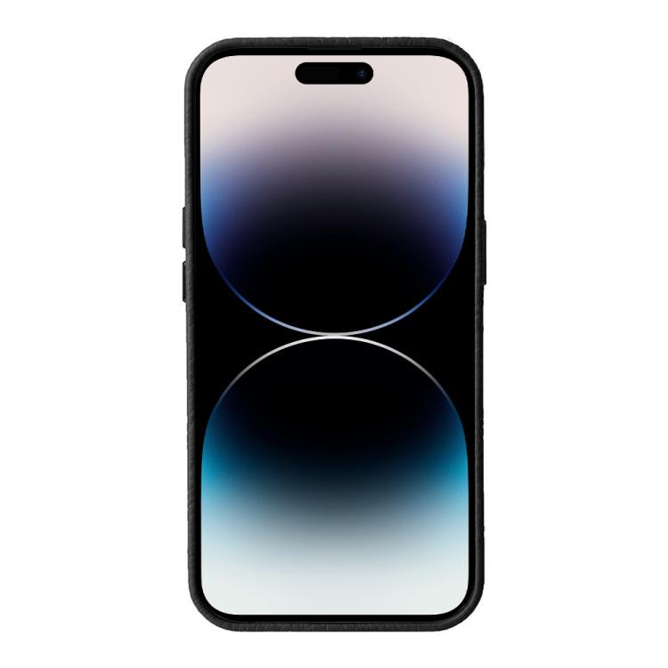 For iPhone 14 Pro melkco Litchi Texture Genuine Leather Phone Case with Metal Lens Frame