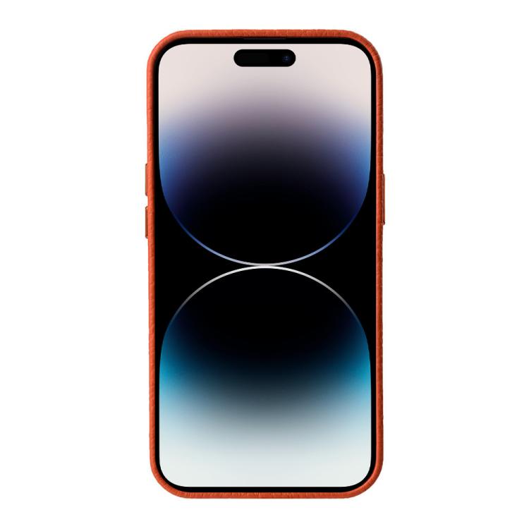 For iPhone 14 Pro melkco Litchi Texture Genuine Leather Phone Case with Metal Lens Frame