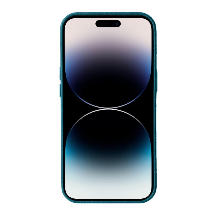 For iPhone 14 Pro melkco Litchi Texture Genuine Leather Phone Case with Metal Lens Frame
