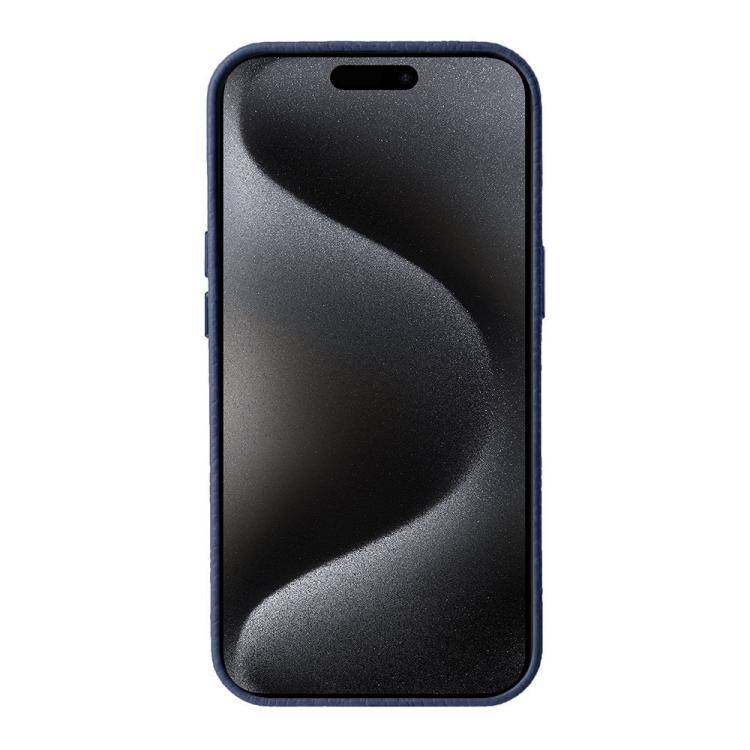 For iPhone 15 Pro Max melkco Litchi Texture Genuine Leather Phone Case with Metal Lens Frame