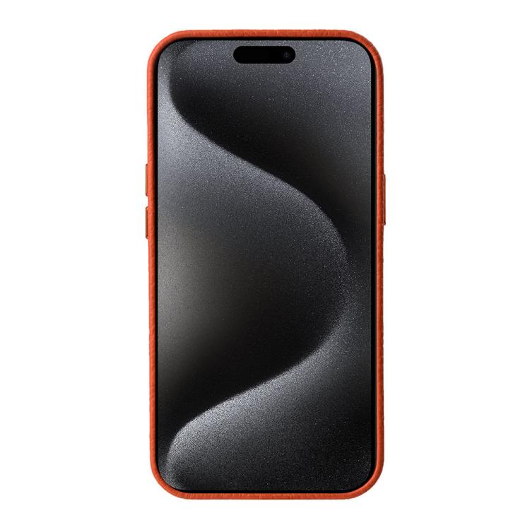 For iPhone 15 Pro Max melkco Litchi Texture Genuine Leather Phone Case with Metal Lens Frame