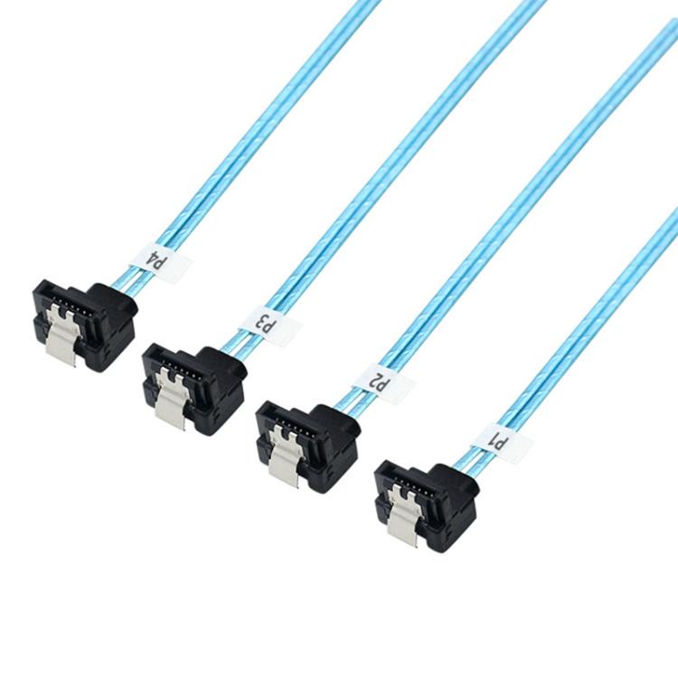 WG174 4 x SATA Straight Head to 4 x SATA Elbow 6Gbps Cable, Length:1m