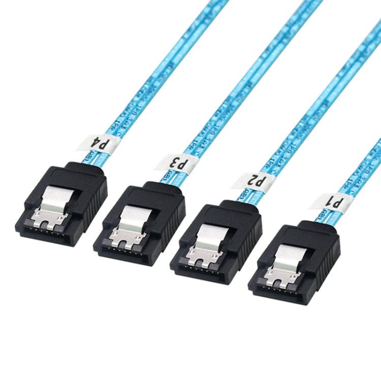 WG174 4 x SATA Straight Head to 4 x SATA Elbow 6Gbps Cable, Length:1m