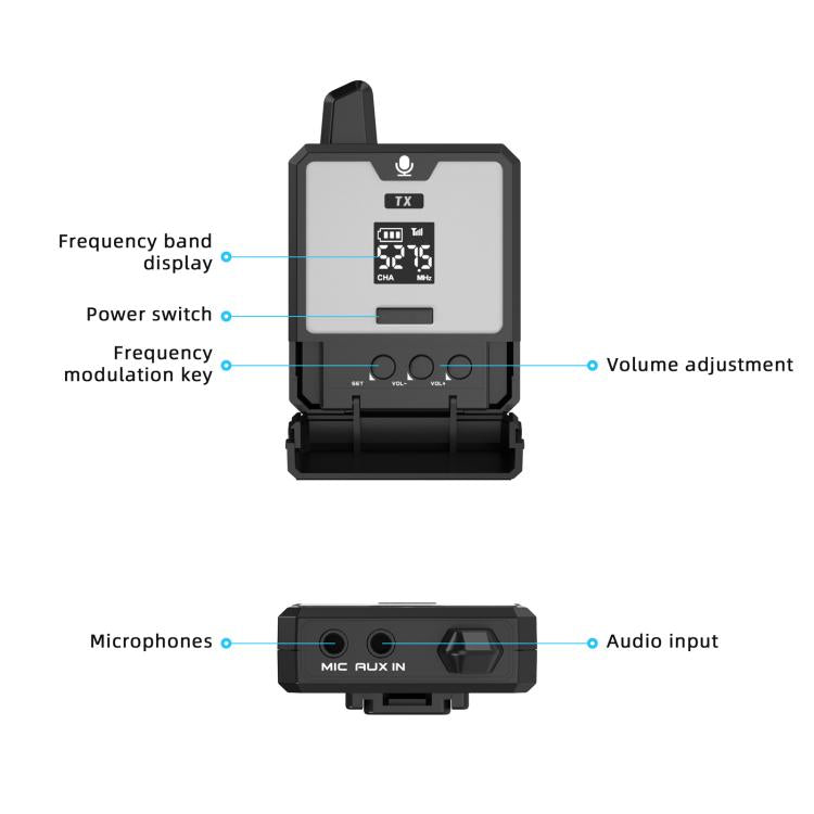 DEBRA DT-02 Ear-worn UHF Wireless Microphone System 2 TX & 1 RX - Black