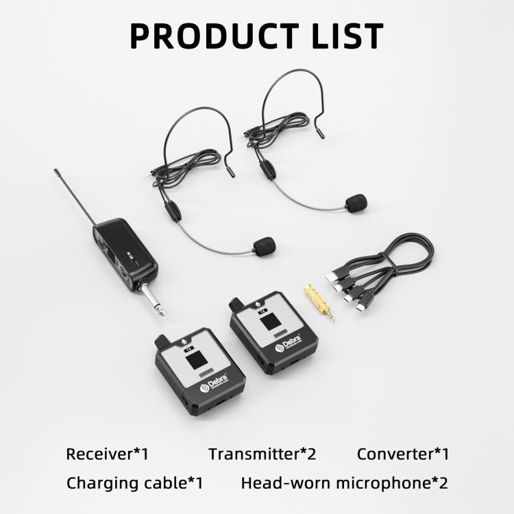 DEBRA DT-02 Ear-worn UHF Wireless Microphone System 2 TX & 1 RX - Black