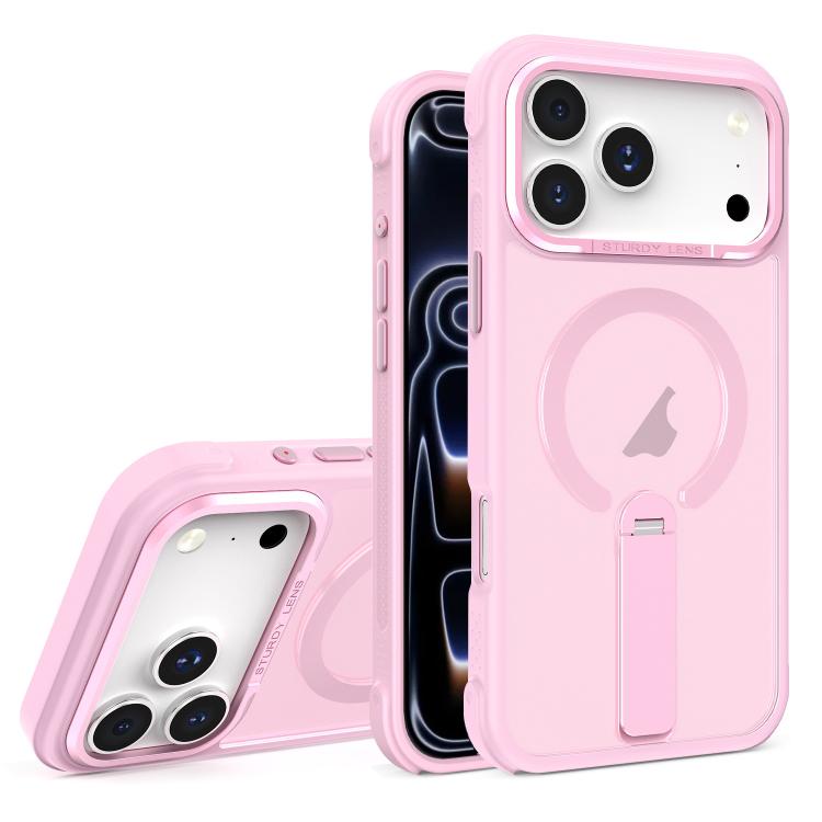 For iPhone 17 Pro Max Skin Feel PC TPU Hybrid Fold Holder Magnetic Phone Case