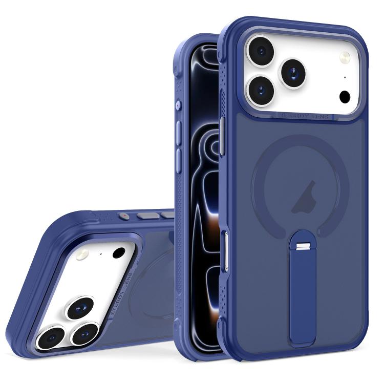 For iPhone 17 Pro Max Skin Feel PC TPU Hybrid Fold Holder Magnetic Phone Case