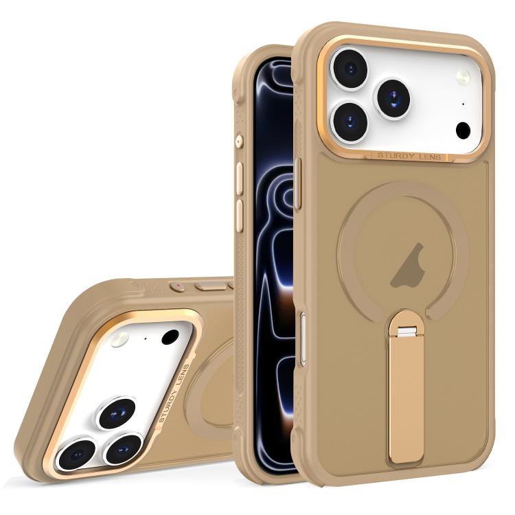 For iPhone 17 Pro Max Skin Feel PC TPU Hybrid Fold Holder Magnetic Phone Case