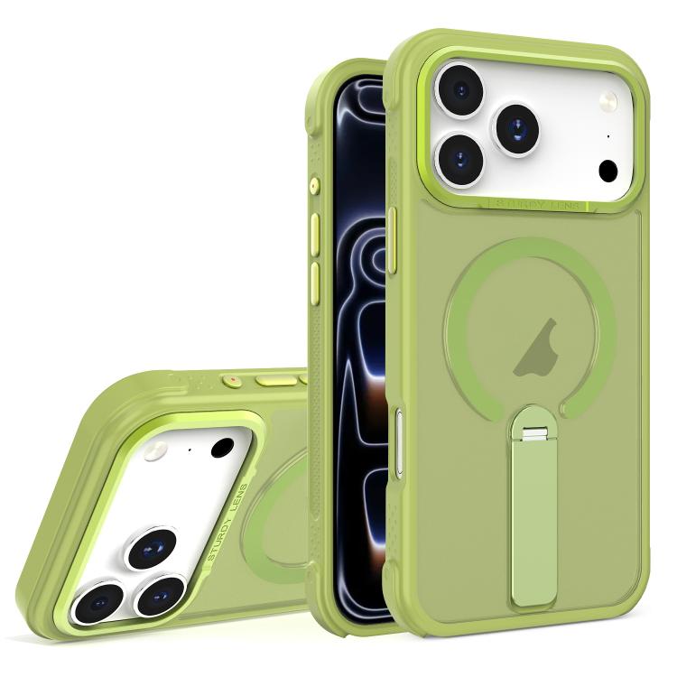 For iPhone 17 Pro Skin Feel PC TPU Hybrid Fold Holder Magnetic Phone Case