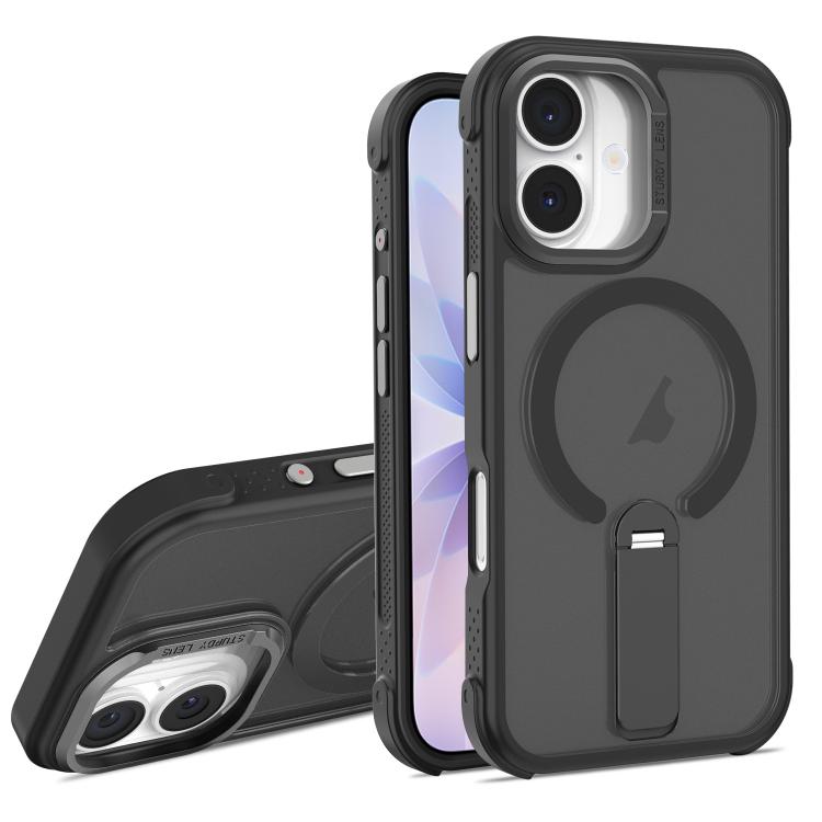 For iPhone 17 Skin Feel PC TPU Hybrid Fold Holder Magnetic Phone Case