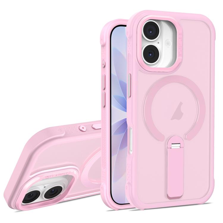 For iPhone 17 Skin Feel PC TPU Hybrid Fold Holder Magnetic Phone Case