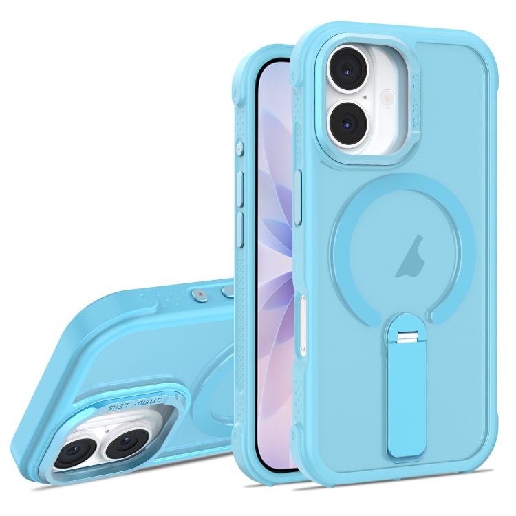 For iPhone 17 Skin Feel PC TPU Hybrid Fold Holder Magnetic Phone Case