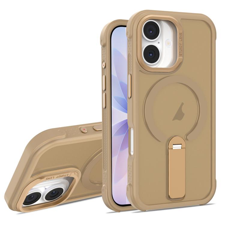 For iPhone 17 Skin Feel PC TPU Hybrid Fold Holder Magnetic Phone Case