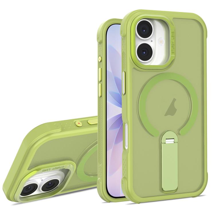For iPhone 17 Skin Feel PC TPU Hybrid Fold Holder Magnetic Phone Case
