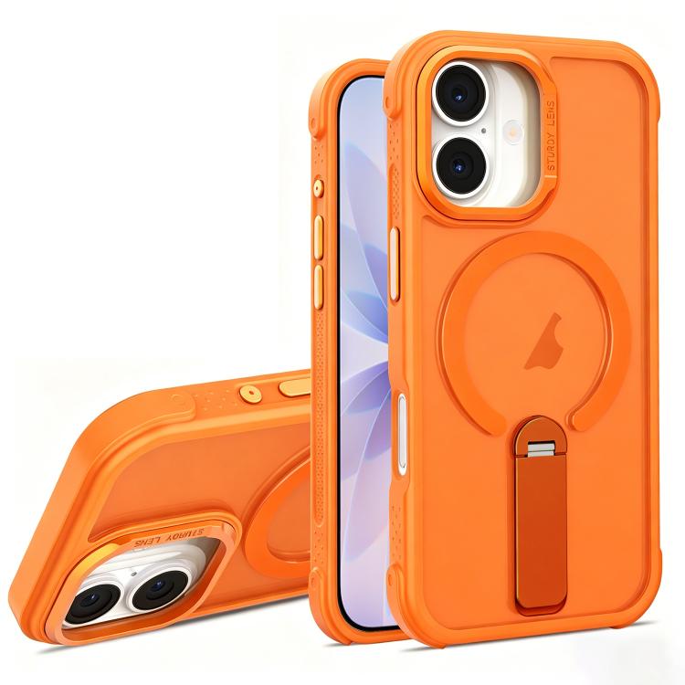 For iPhone 17 Skin Feel PC TPU Hybrid Fold Holder Magnetic Phone Case