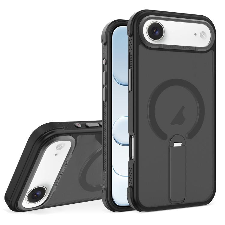 For iPhone Air Skin Feel PC TPU Hybrid Fold Holder Magnetic Phone Case