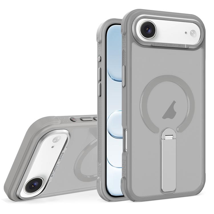 For iPhone Air Skin Feel PC TPU Hybrid Fold Holder Magnetic Phone Case