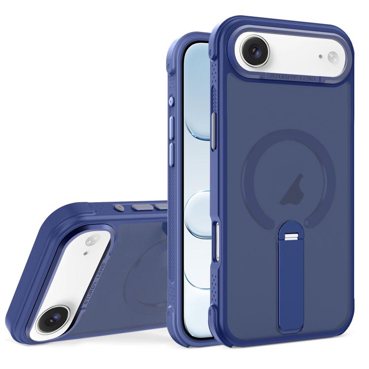 For iPhone Air Skin Feel PC TPU Hybrid Fold Holder Magnetic Phone Case