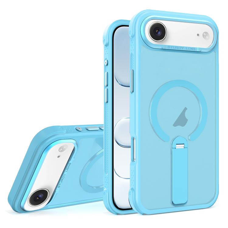 For iPhone Air Skin Feel PC TPU Hybrid Fold Holder Magnetic Phone Case