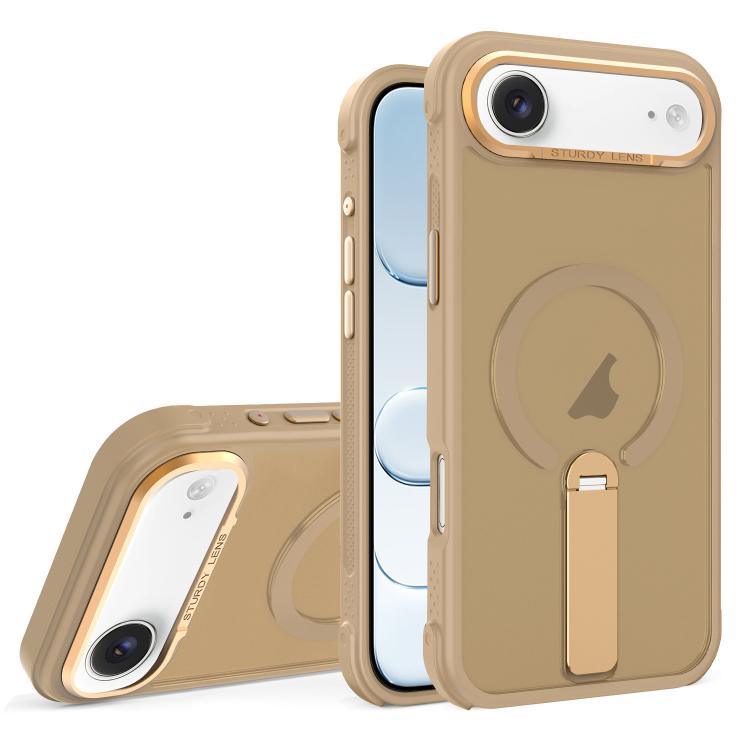 For iPhone Air Skin Feel PC TPU Hybrid Fold Holder Magnetic Phone Case