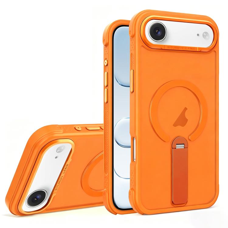 For iPhone Air Skin Feel PC TPU Hybrid Fold Holder Magnetic Phone Case