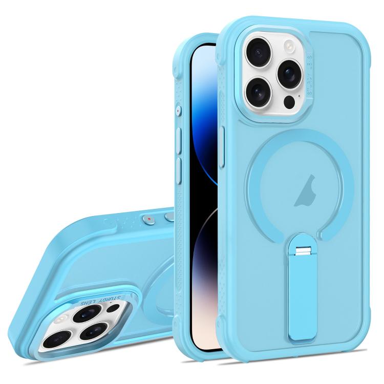 For iPhone 14 Pro Skin Feel PC TPU Hybrid Fold Holder Magnetic Phone Case
