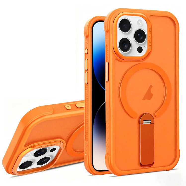 For iPhone 14 Pro Skin Feel PC TPU Hybrid Fold Holder Magnetic Phone Case