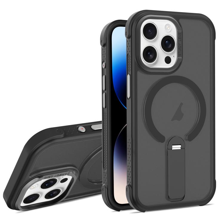 For iPhone 14 Pro Max Skin Feel PC TPU Hybrid Fold Holder Magnetic Phone Case