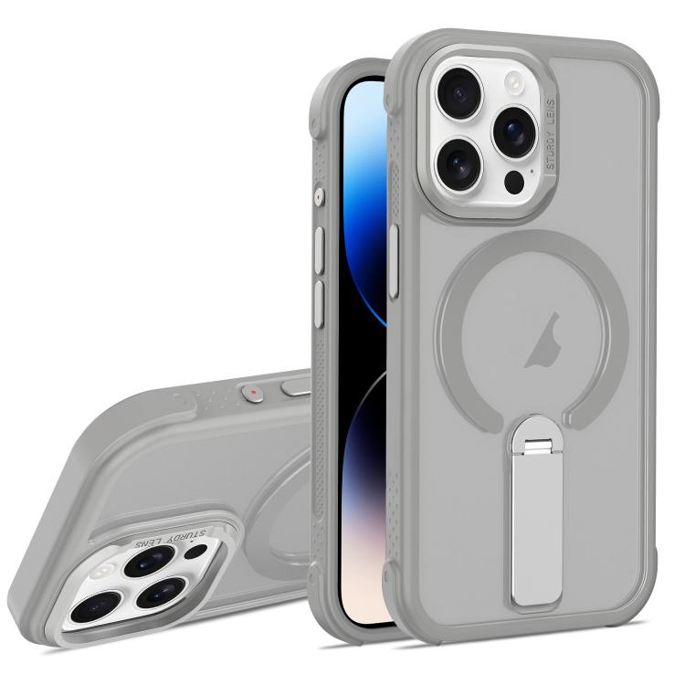 For iPhone 14 Pro Max Skin Feel PC TPU Hybrid Fold Holder Magnetic Phone Case