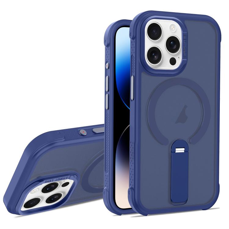 For iPhone 14 Pro Max Skin Feel PC TPU Hybrid Fold Holder Magnetic Phone Case
