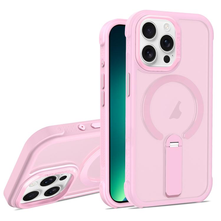 For iPhone 13 Pro Max Skin Feel PC TPU Hybrid Fold Holder Magnetic Phone Case