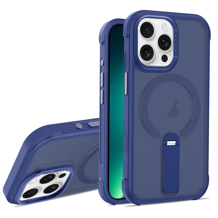 For iPhone 13 Pro Max Skin Feel PC TPU Hybrid Fold Holder Magnetic Phone Case