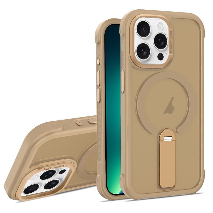 For iPhone 13 Pro Max Skin Feel PC TPU Hybrid Fold Holder Magnetic Phone Case