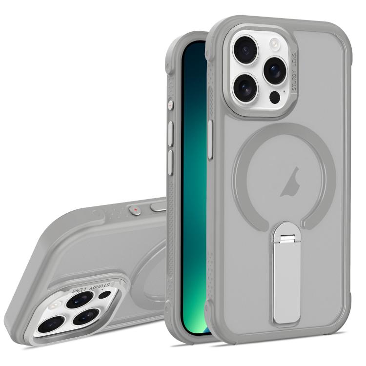 For iPhone 13 Pro Skin Feel PC TPU Hybrid Fold Holder Magnetic Phone Case
