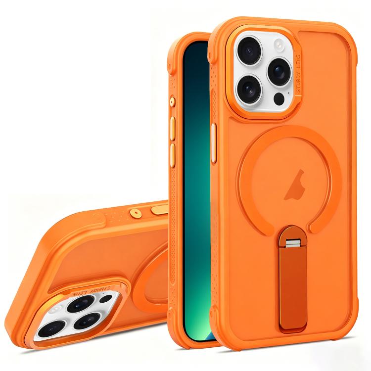 For iPhone 13 Pro Skin Feel PC TPU Hybrid Fold Holder Magnetic Phone Case