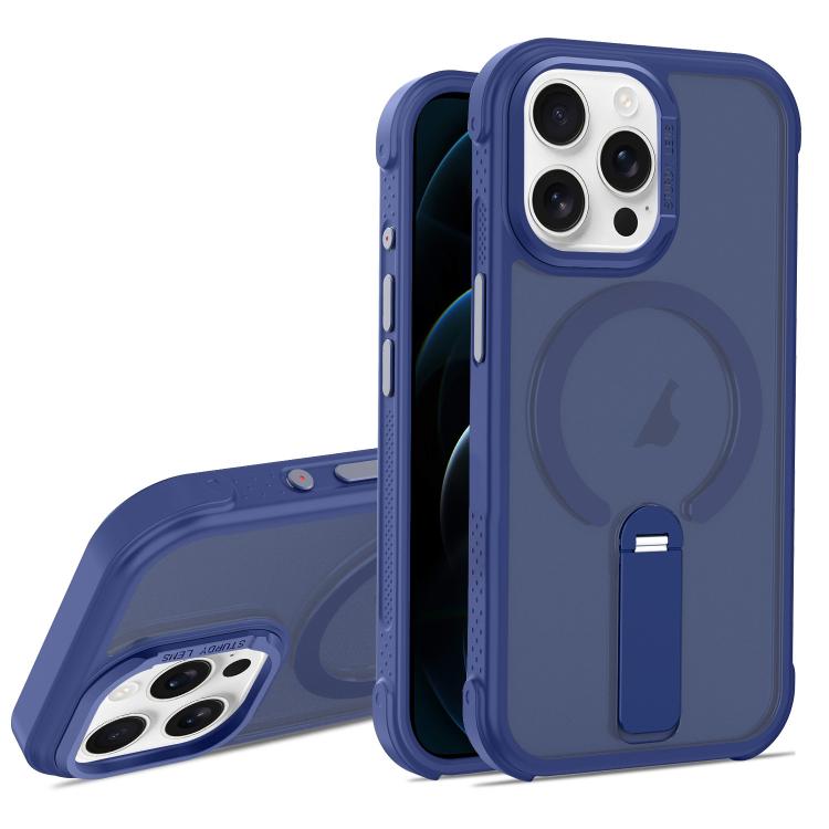 For iPhone 12 Pro Max Skin Feel PC TPU Hybrid Fold Holder Magnetic Phone Case