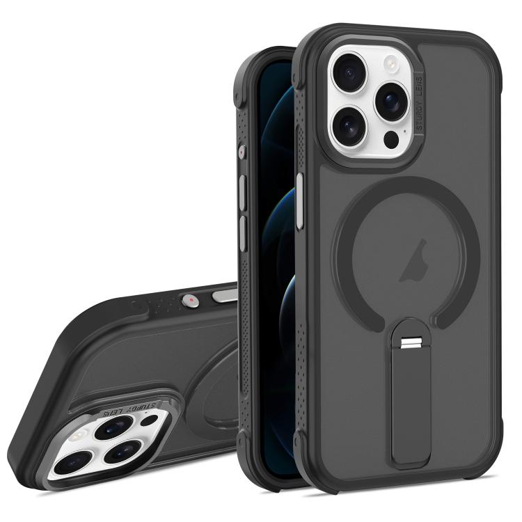 For iPhone 12 Pro Skin Feel PC TPU Hybrid Fold Holder Magnetic Phone Case