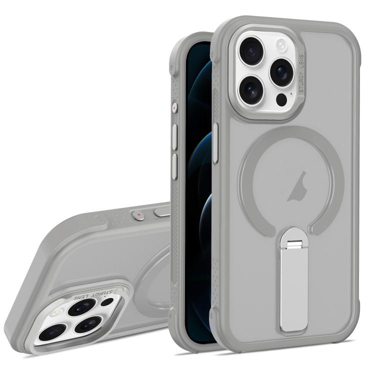 For iPhone 12 Pro Skin Feel PC TPU Hybrid Fold Holder Magnetic Phone Case