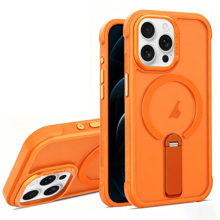 For iPhone 12 Pro Skin Feel PC TPU Hybrid Fold Holder Magnetic Phone Case